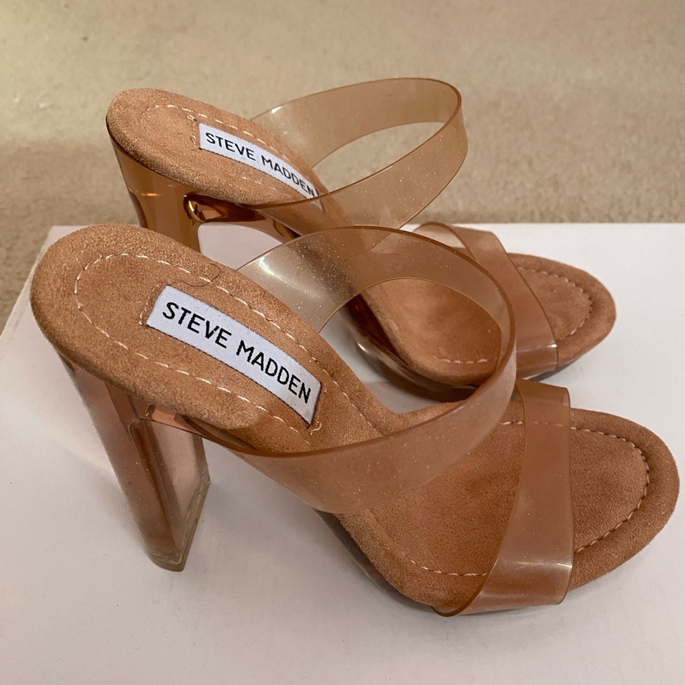 Steve Madden Glassy Tan/Pink Heels Size 5.5